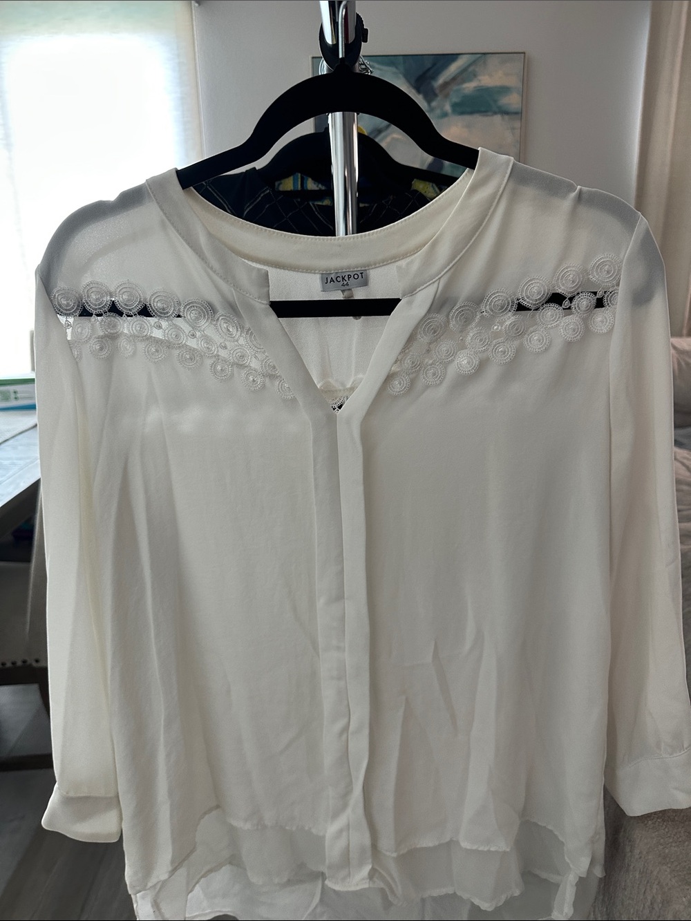 Jackpot Cream Embroidered Yoke Blouse